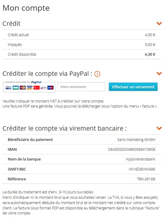 Créditer son compte client