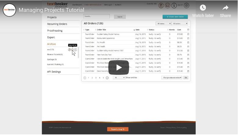 Gestion de projets Textbroker